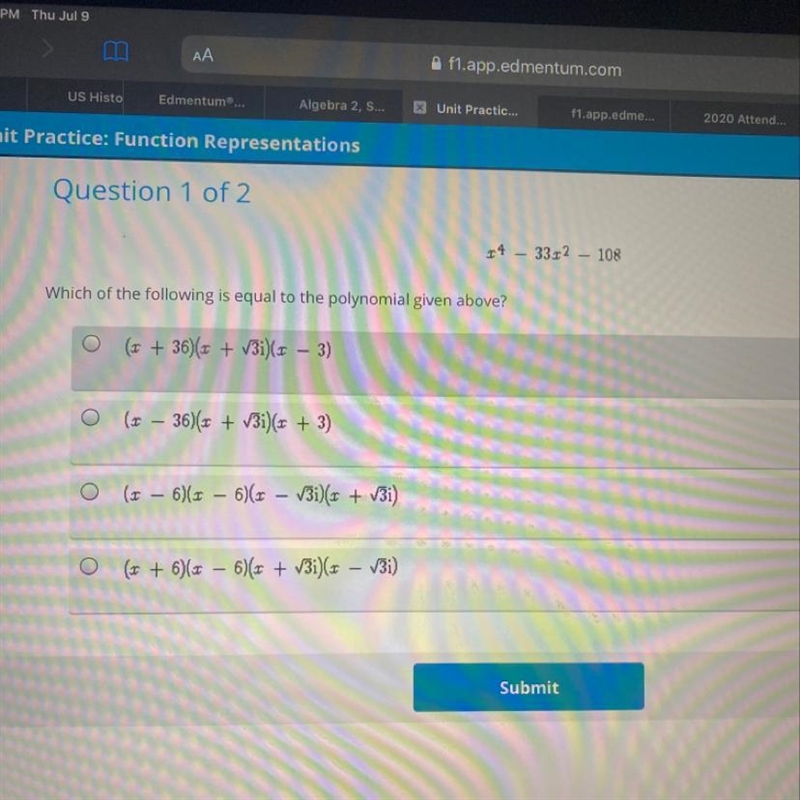 Which of the following is equal to the polynomial given above?-example-1