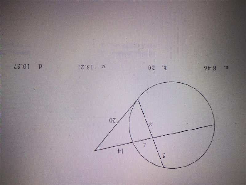 The figure consists of a chord, a secant, and a tangent to the circle. The diagram-example-1