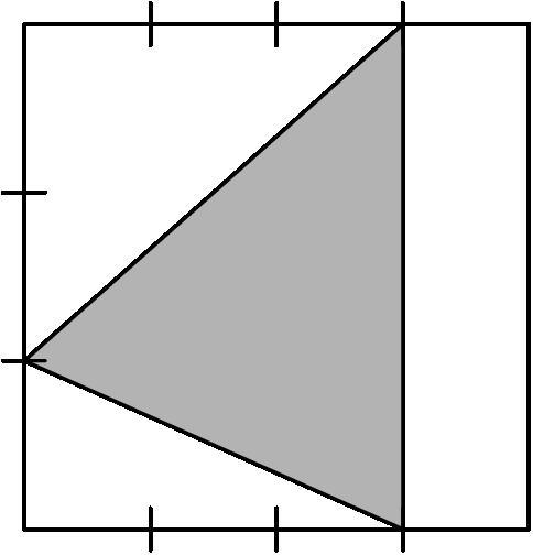 Two sides of a square are divided into fourths and another side of the square is trisected-example-1