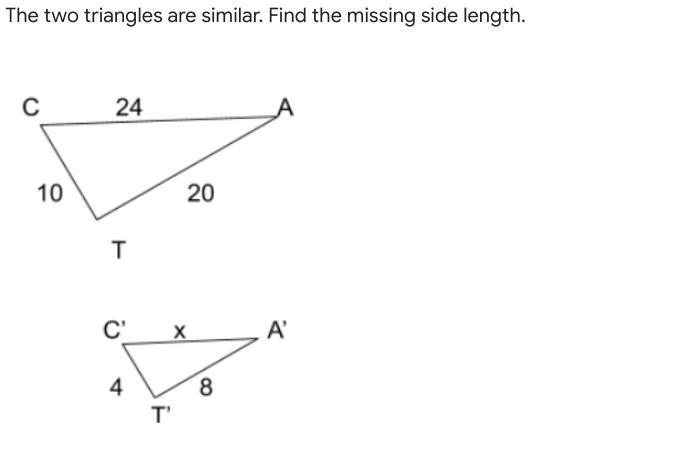 The two triangles are similar. Find the missing side length. 9.6 60 12 16-example-1