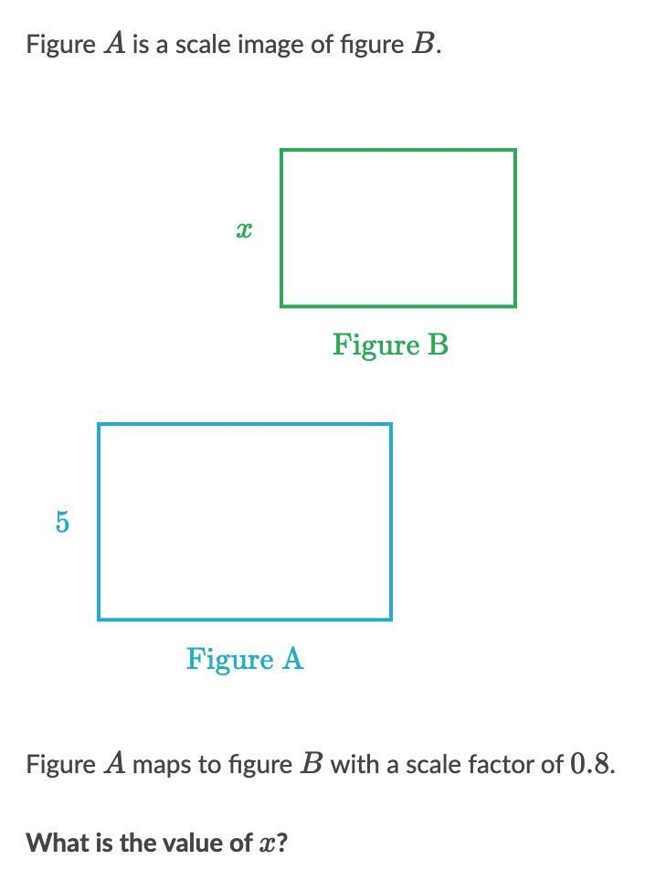 Figure A is a scale image of figure B. Figure A maps to figure B with a scale factor-example-1