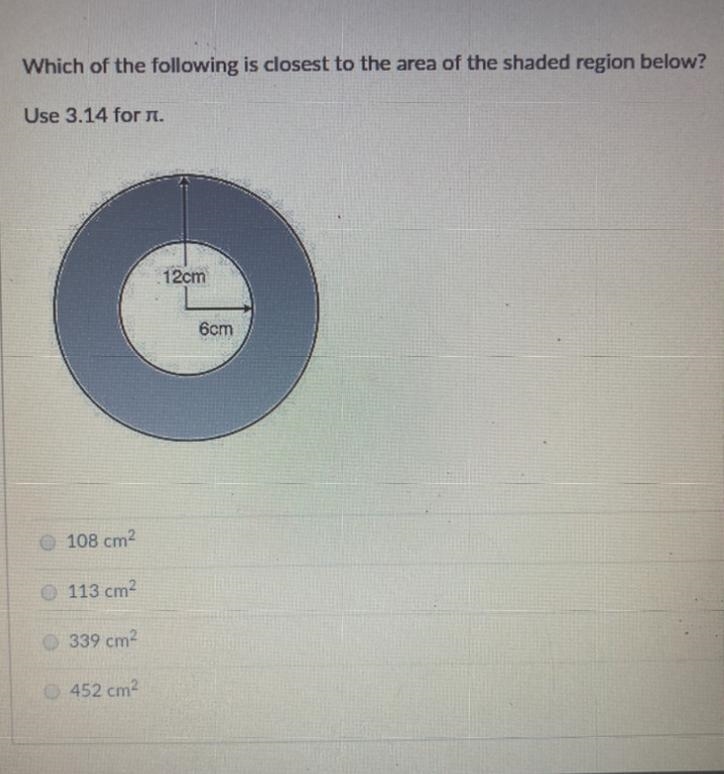 Which of the following is closest to the area of the shaded region below?-example-1