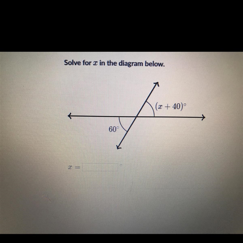 Solve for x in the diagram below. (2 +40) 60°-example-1