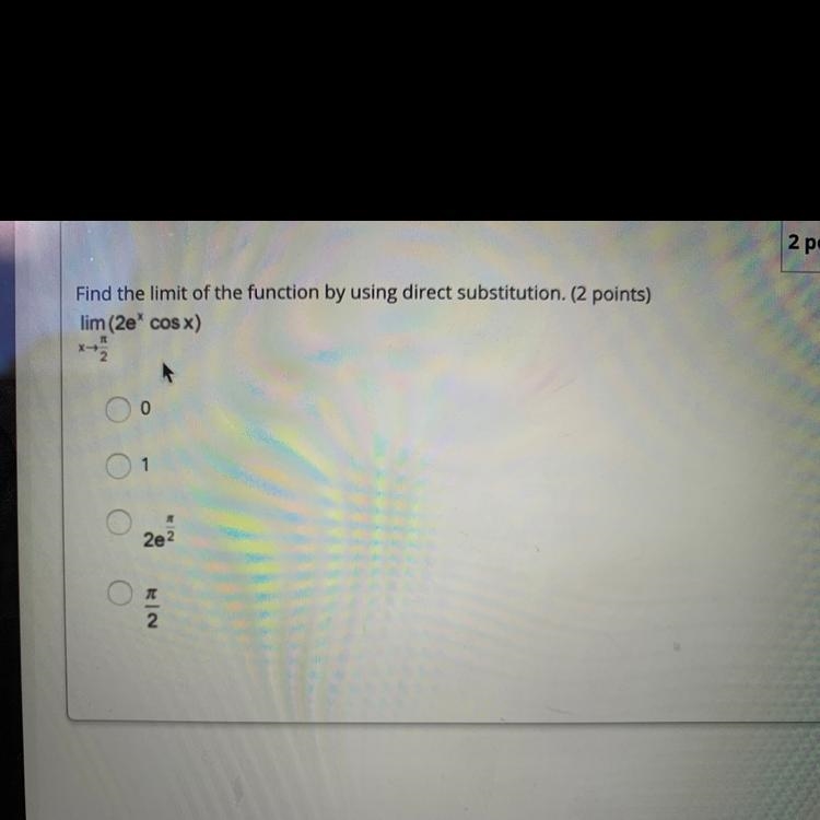 Lim x-> n/2 (2e^x cos x)-example-1