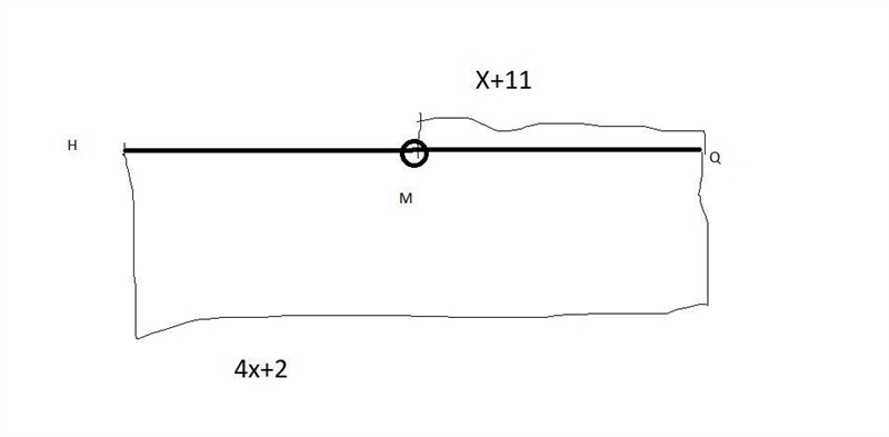 Find X and HM, M is the midpoint of HQ-example-1