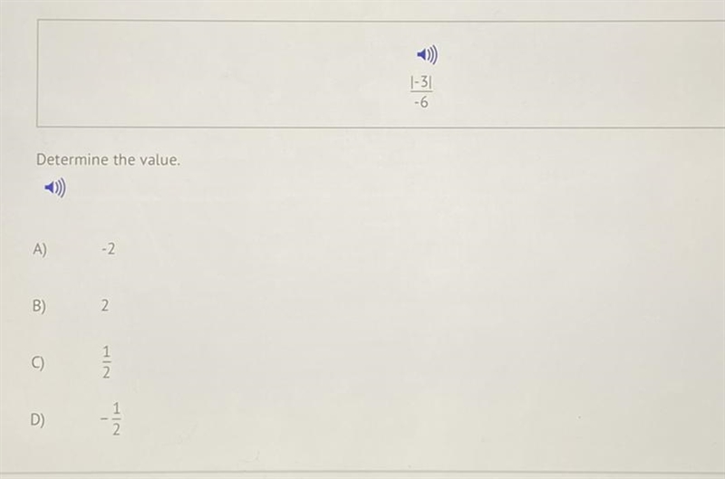 Determine the value. A)-2 B)2 C) 1/2 D)-1/2-example-1