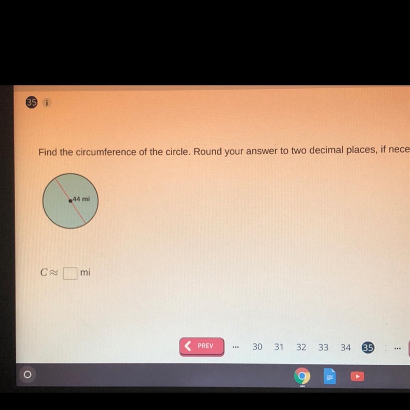 Find the circumference of the circle. Round your answer to two decimal places, if-example-1