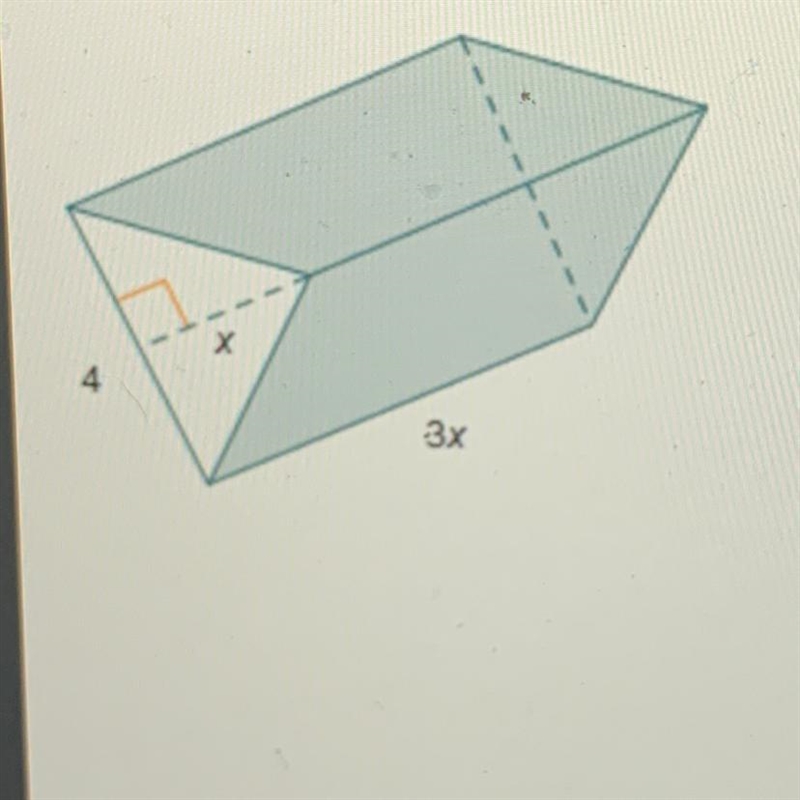 The volume of the triangular prism is 54 cubic units. What is the value of x? • 3 • 5 • 7 • 9-example-1