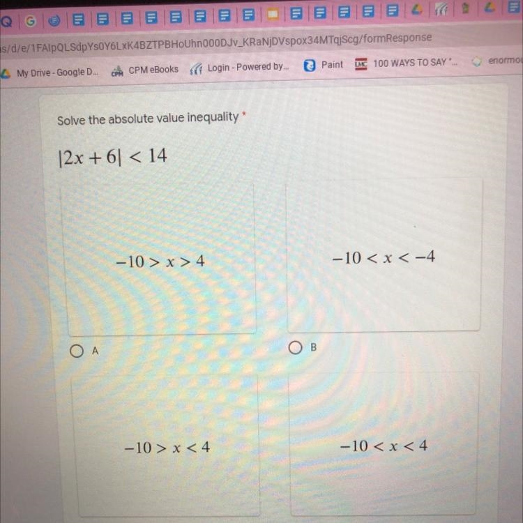 Solve the absolute value inequality |2x + 6 |< 14-example-1