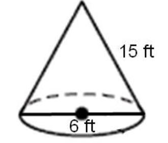 Find the surface area of the figure below. A. 73.27 ft2 B. 150.80 ft2 C. 144.37 ft-example-1