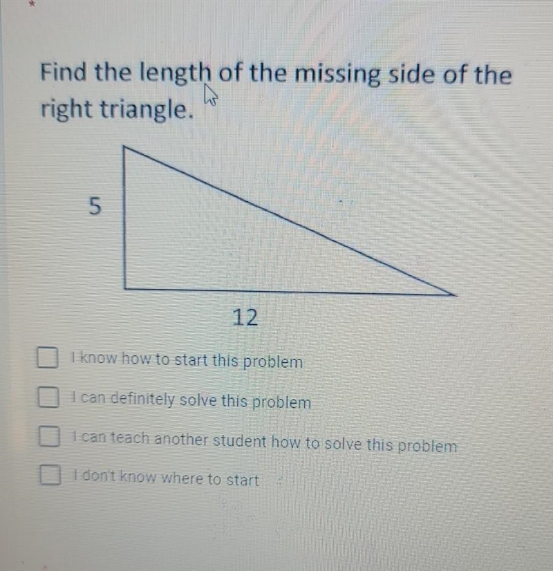 Find the length of the missing side of the right triangle.​-example-1