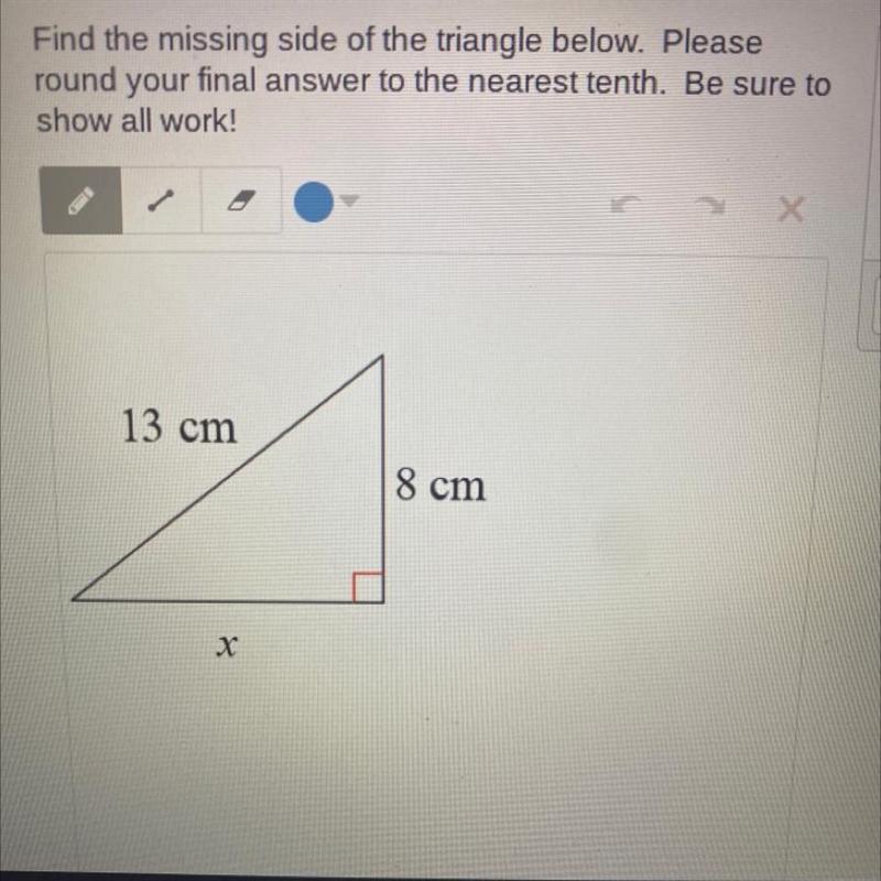 find the missing side of the triangle below. please round your final answer to the-example-1