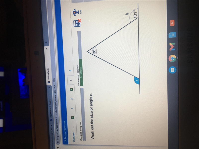 How do I work out the size of angle x-example-1