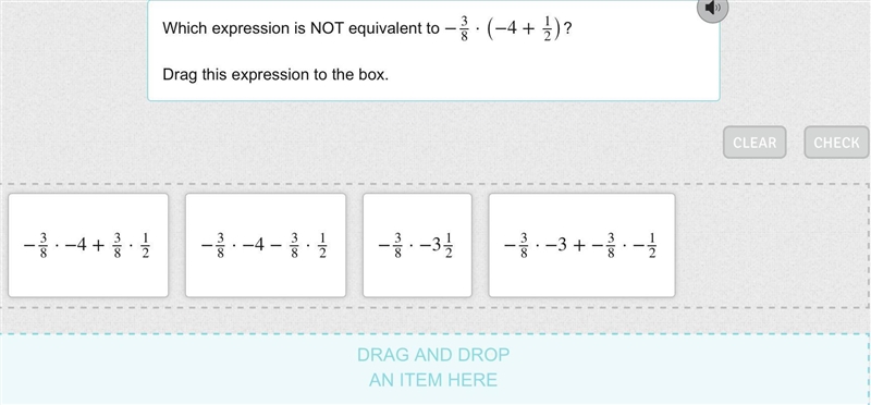 Which expression is NOT equivalent to −3/8·(−4+1/2)? Drag this expression to the box-example-1