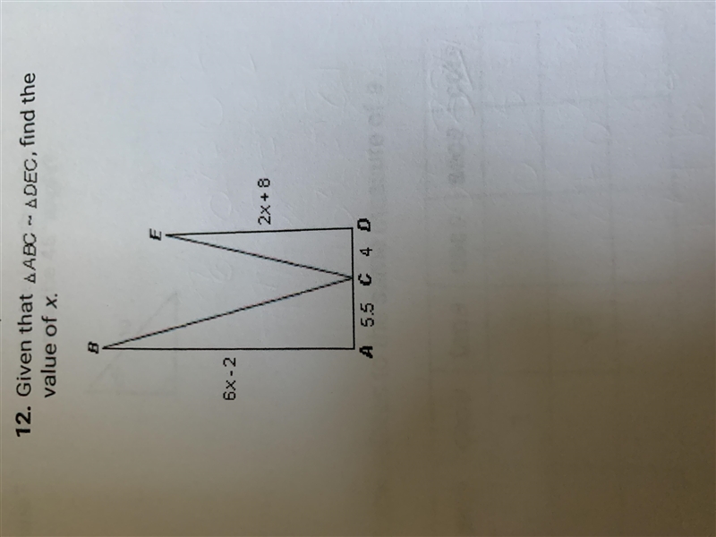 Given that value ABC similar DEC find the value of x-example-1