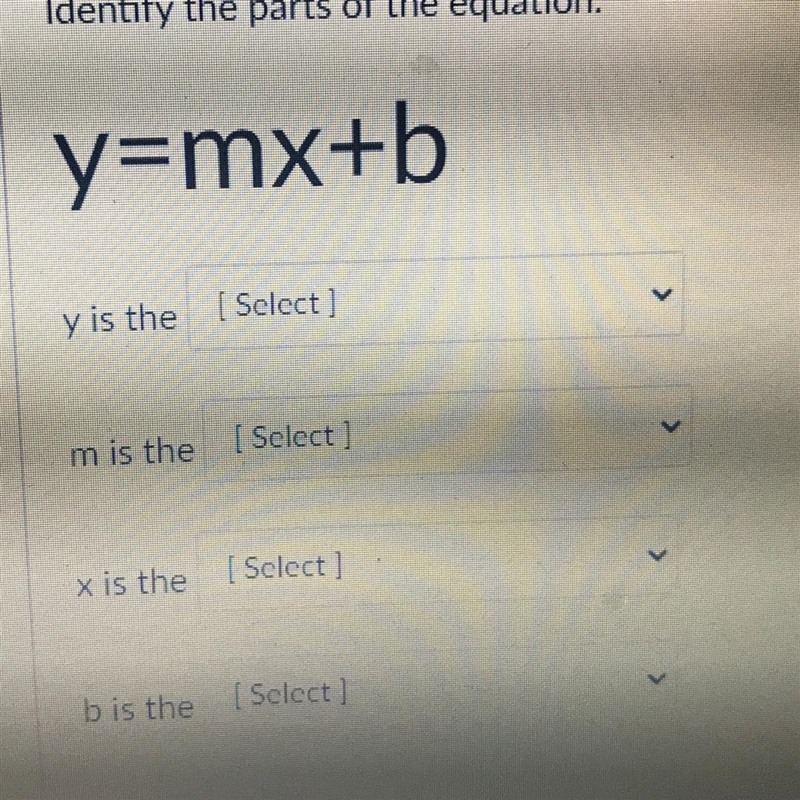 HELP ASAP!! The choices are.. -slope - Y intercept - X coordinate - Y coordinate-example-1