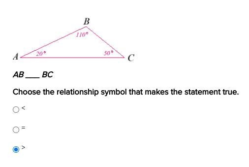 Please help. AB ___ BC Choose the relationship symbol that makes the statement true-example-1