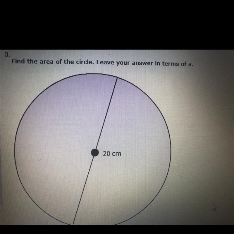 Find the area of the circle. Leave your answer in terms of pi-example-1