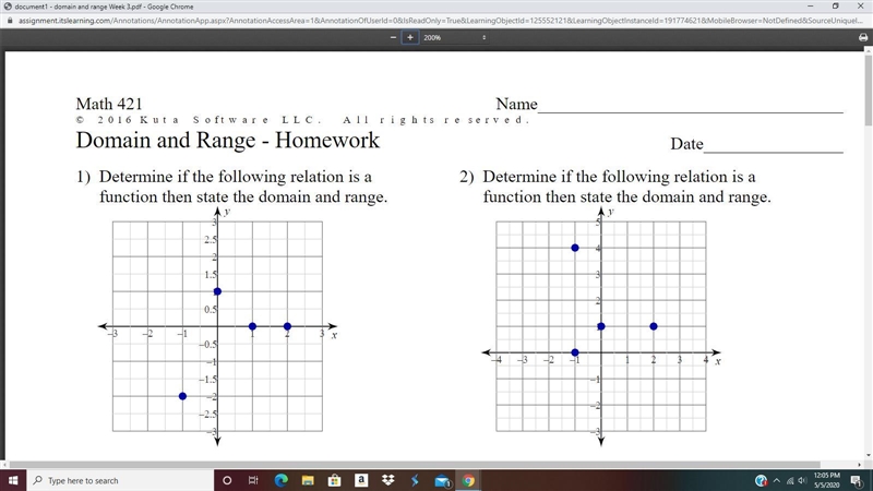 Complete the Domain and Range worksheet attached. You can type the answer into submit-example-1