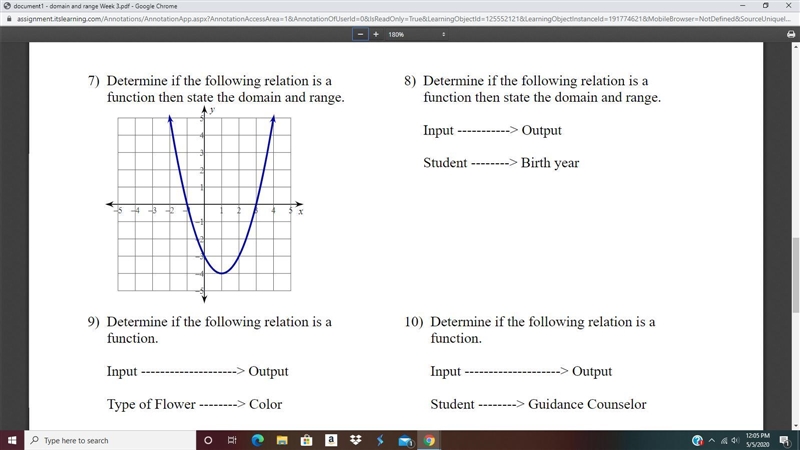 Complete the Domain and Range worksheet attached. You can type the answer into submit-example-4