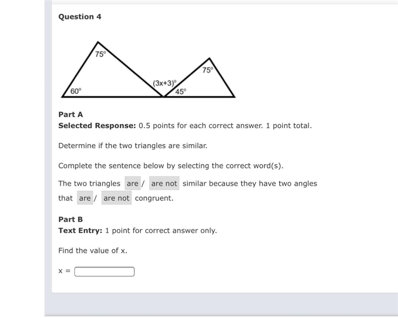 I need help ASAP please ;-; are the two triangles similar (yes or no) and are the-example-1