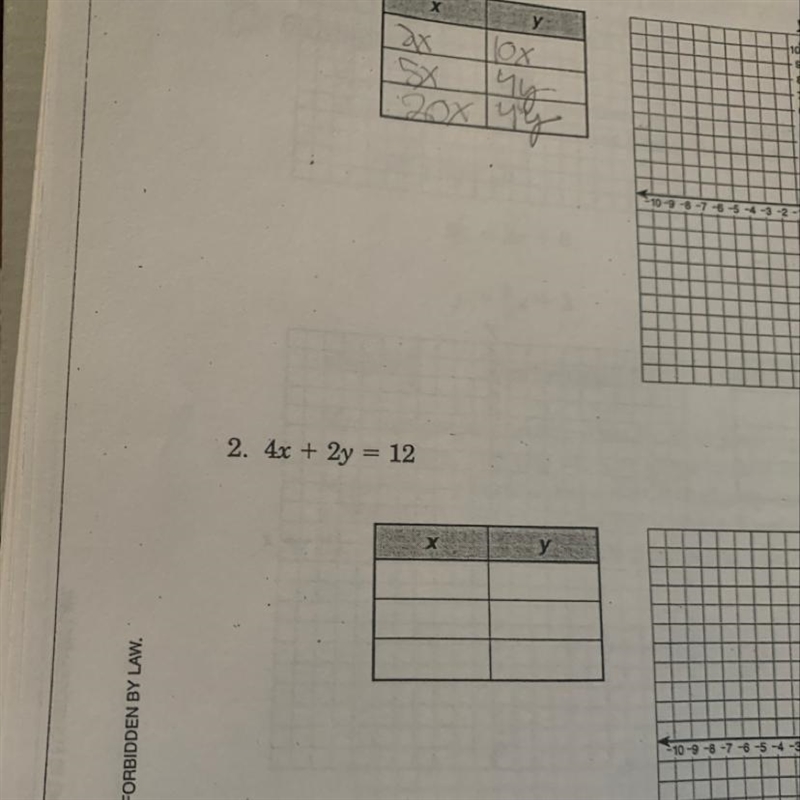 What is the answer for 4x + 2y = 12-example-1