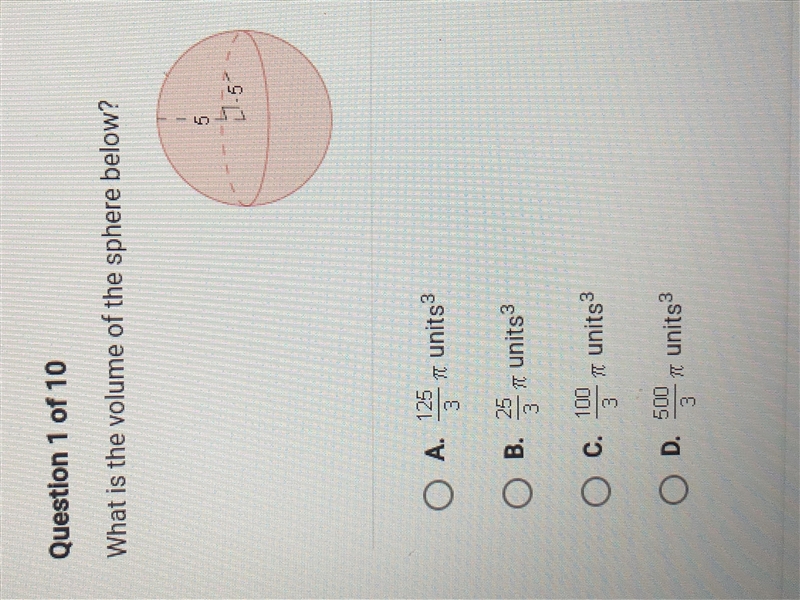 What is the volume of the sphere below?-example-1