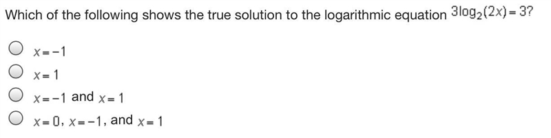 Which of the following shows the true solution to the logarithmic equation 3 log Subscript-example-1