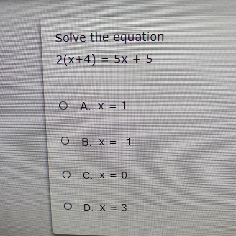 2(x+4) = 5x + 5 X=??-example-1