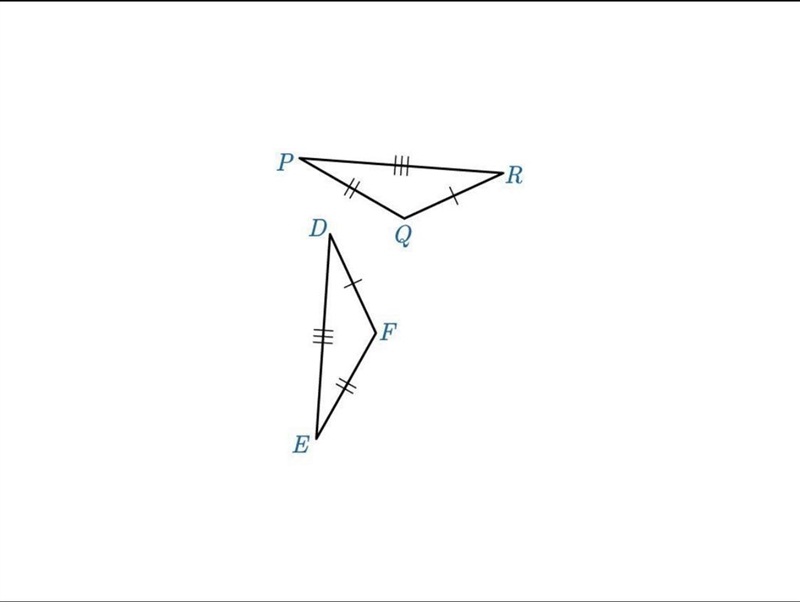 For △PQR and △EFD shown, which of the following could be steps to show that the SSS-example-1