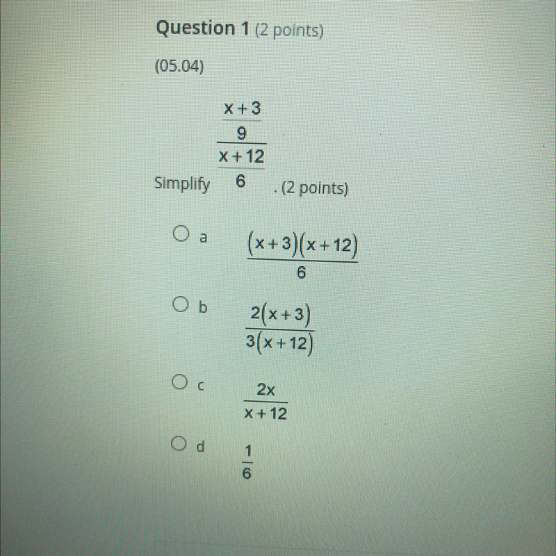 Simplify (x+3/9) divided by (x+12/6)-example-1