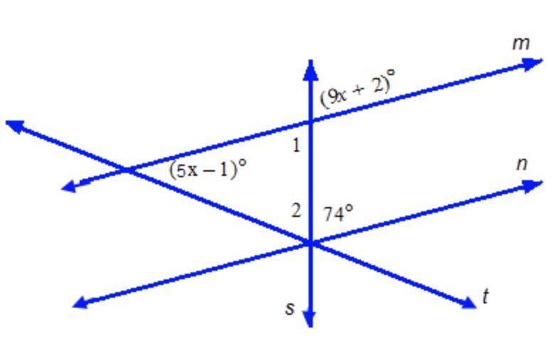 Lines m and n are parallel. What is Measure of angle 2?-example-1