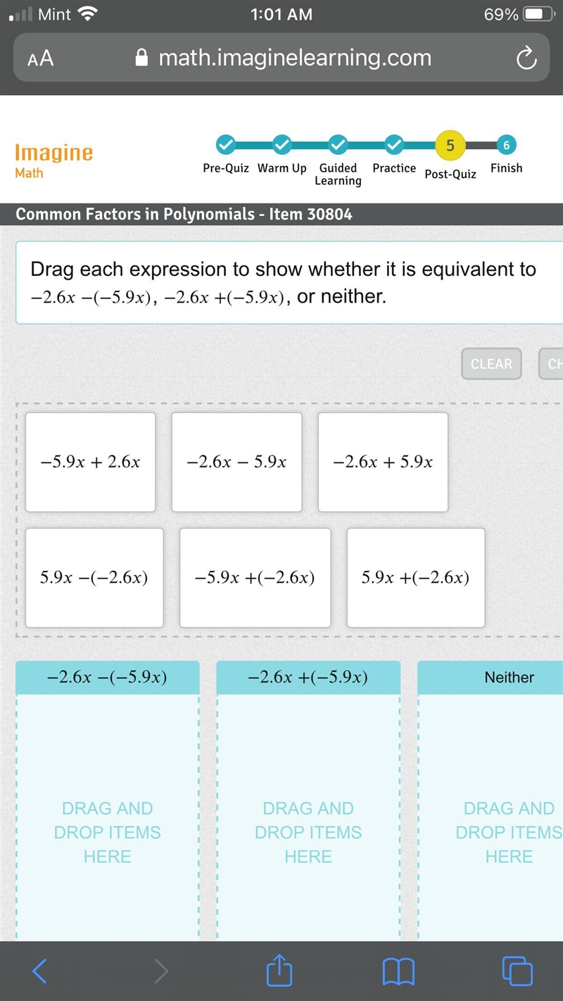 Drag each expression to show whether it is equivalent to −2.6−(−5.9) -2.6 x - -5.9 x-example-1