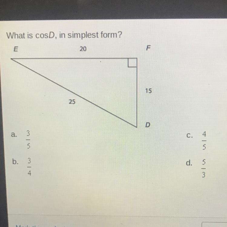 What is cosD, in simplest form? 15 points-example-1