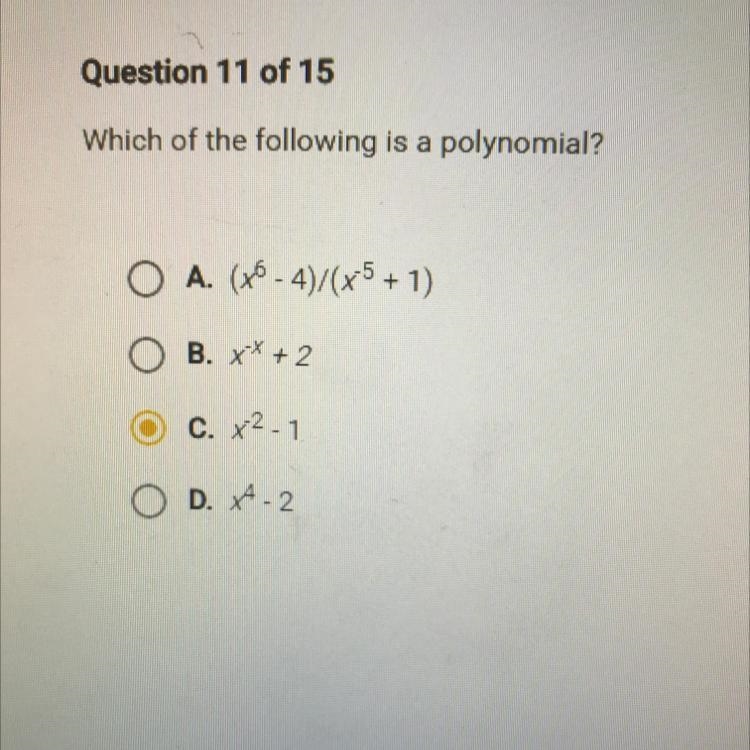 Which of the following is a polynomial?-example-1