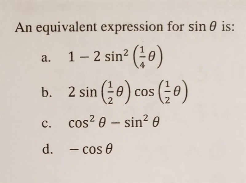 An equivalent expression for sin x is? (please answer with steps)​-example-1