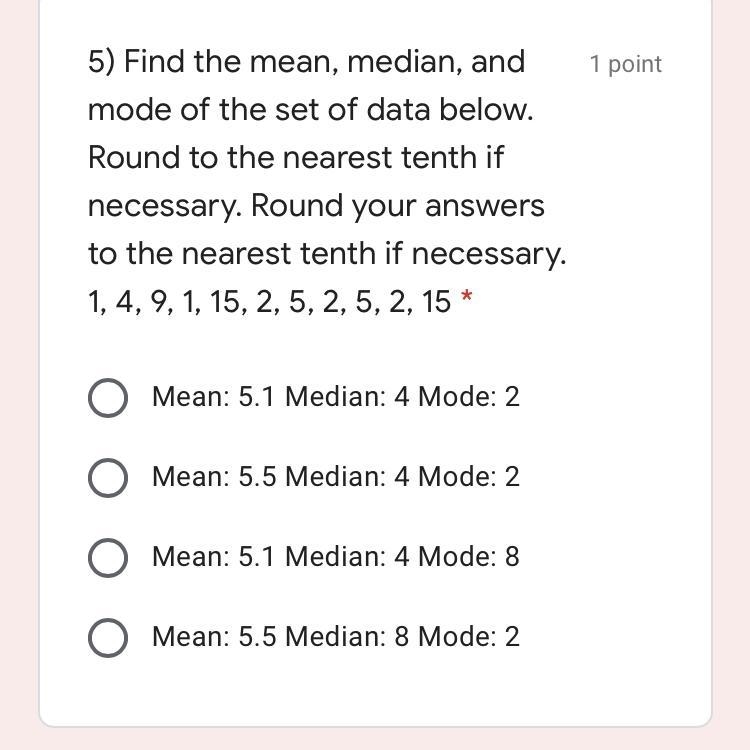 Find the mead, median, and mode-example-1