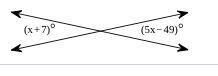 Find the value of the variable and the measure of each labeled angle. x= (x+7)= (5x-example-1