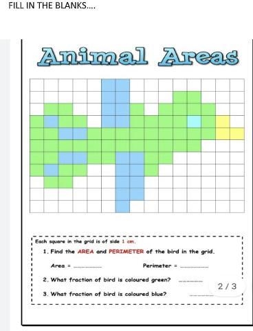 Animal area find the area and perimeter of bird in the grid-example-1