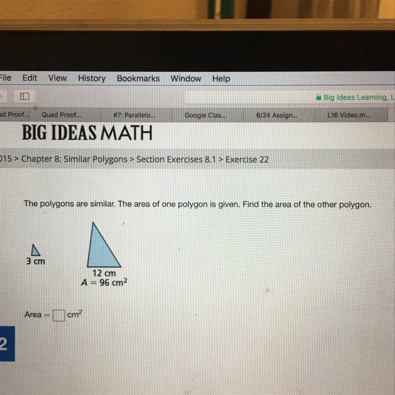 I don’t understand how to find the area of the other polygon. Thank you!-example-1