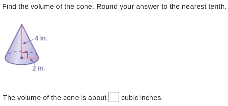 What's the volume of the cone? Round to tenths place please.-example-1