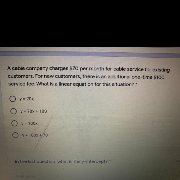 1 point A cable company charges $70 per month for cable service for existing customers-example-1