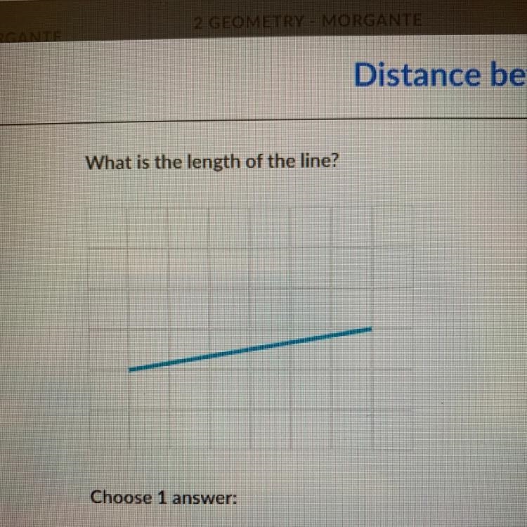 What is the length of the line? a. 6.5 b. 7 c. square root of 35 d. square root of-example-1