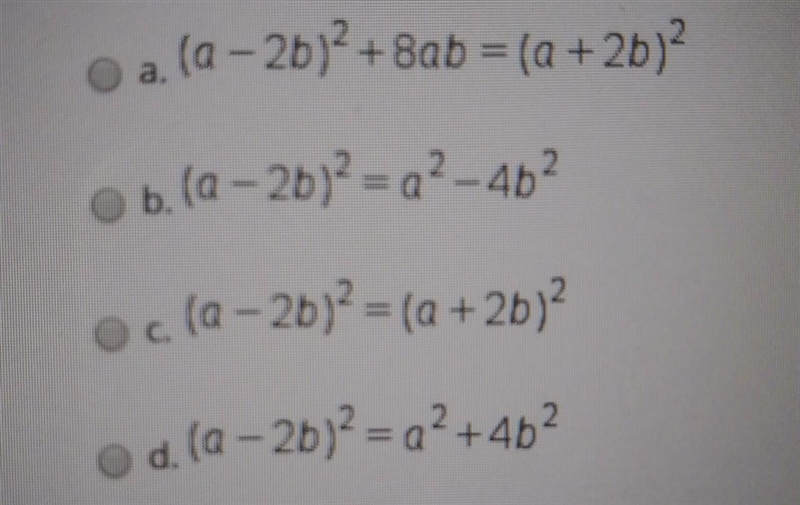 Which of the following is a true polynomial identity​-example-1