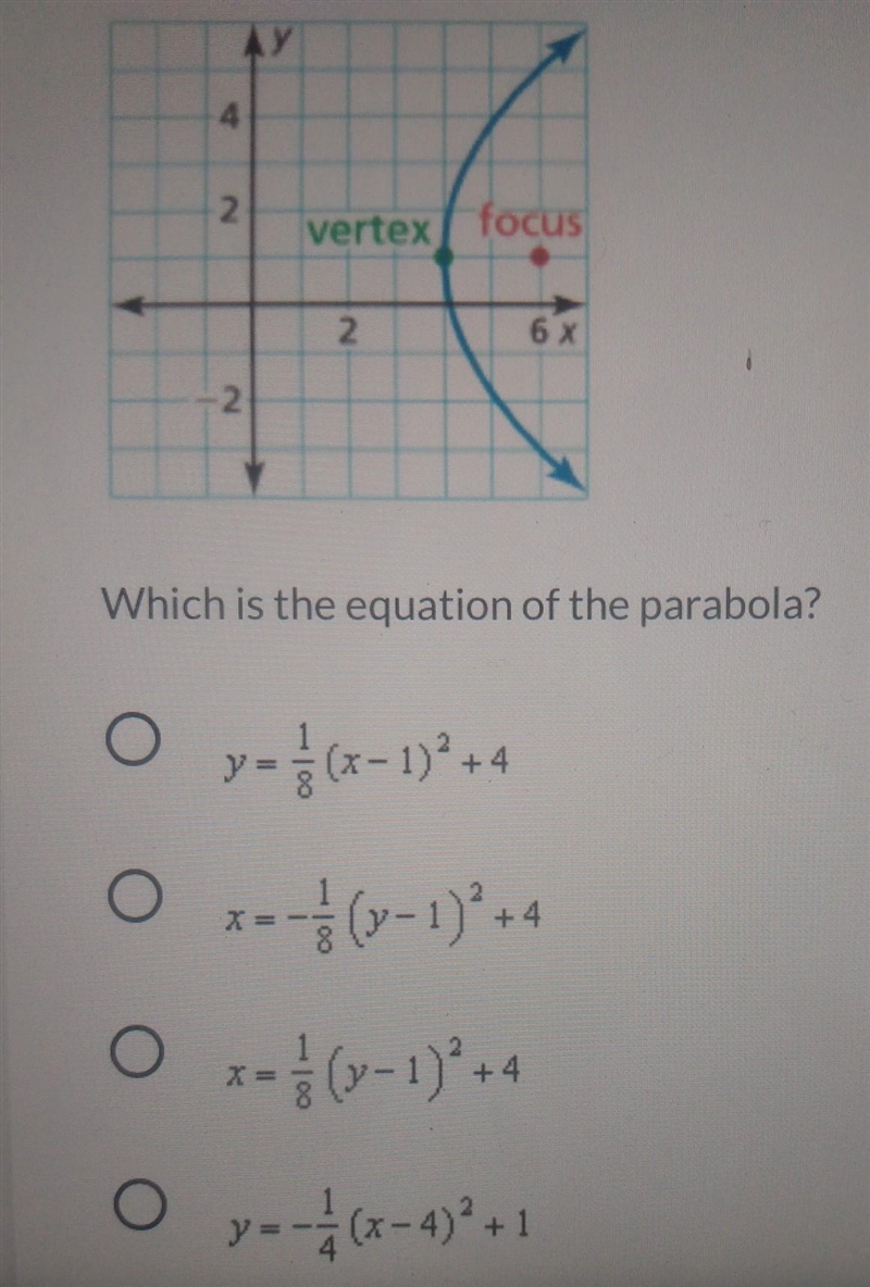 A) which is equation of the parabola? ​-example-1