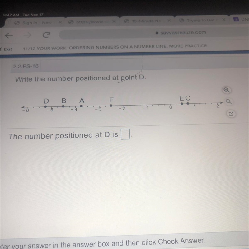 Write the number positioned at point D.-example-1