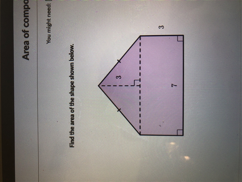 Find the area of the shape shown below-example-1