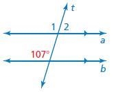 Use the figure to find the measures of the numbered angles. ∠1 = ∘ ∠2 = ∘-example-1