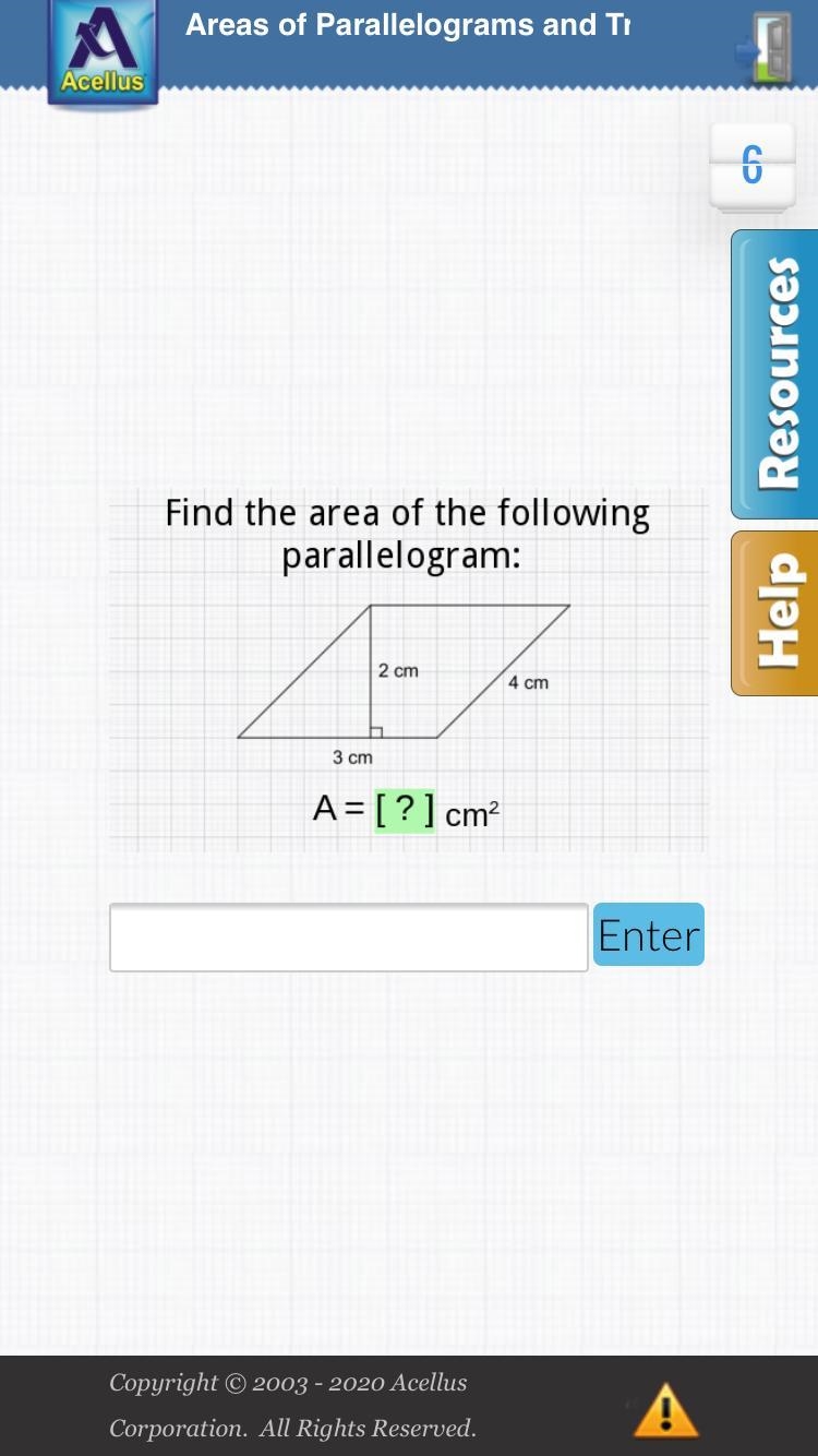 Find the area of the following parallelogram-example-1