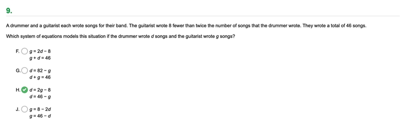 A drummer and a guitarist each wrote songs for their band. The guitarist wrote 8 fewer-example-1